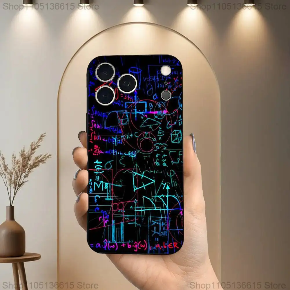 化学元素アート電話ケース iPhone 17、16、15、14、13、12、11 Plus、Pro Max、XS、X、XR、SE、Mini、8、7用 ソフトシリコンブラックカバー