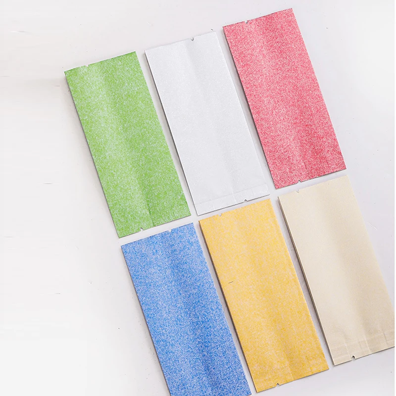 100Pcs Resealable Color Open Top Silk Aluminum Foil Small Cotton Tea Storage Pouches Herbal Coffee Nut Gift Packaging Paper Bag