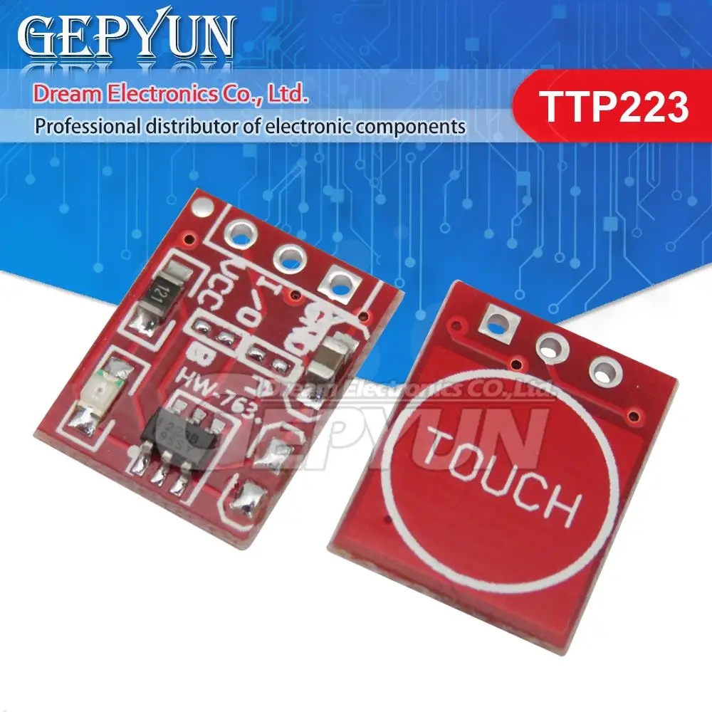 10pcs TTP223 Touch button Module Capacitor type Single Channel Self Locking Touch switch sensor