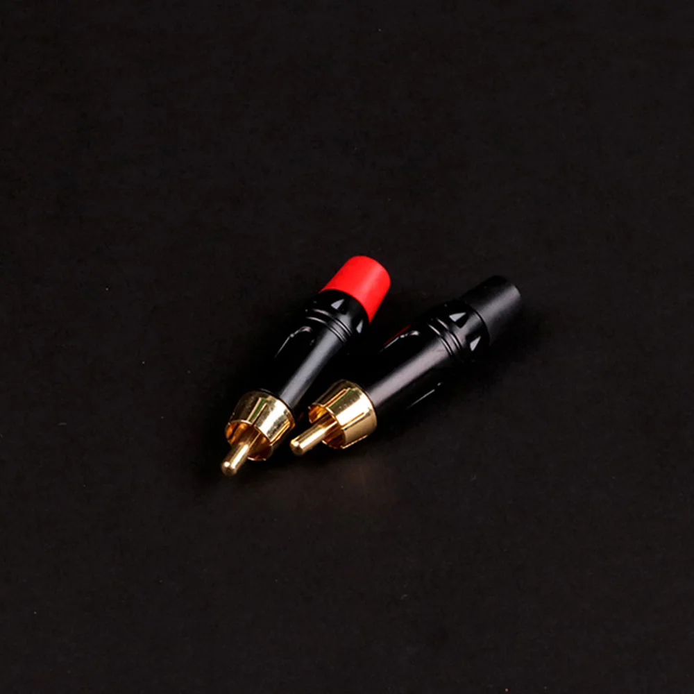 1PCS RCA Audio And Video Plug Connector RCA Male Lotus Jack Black Plating Electrophoresis With Gold Plated Head