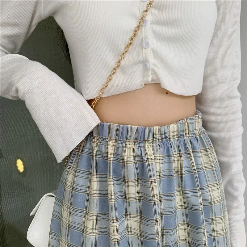 New Vintage Plaid Women Pants High Waist Wide Leg Straight Pant Loose Casual Female Trousers Wide Leg Pant Fashion Streetwear