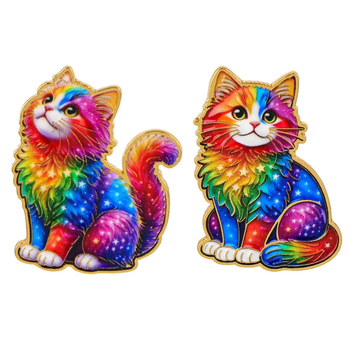 Rainbow Galaxy Cat Enamel Pin Cute Colorful Animal Brooch for Backpacks Jackets Jewelry Clothing Decoration Gift