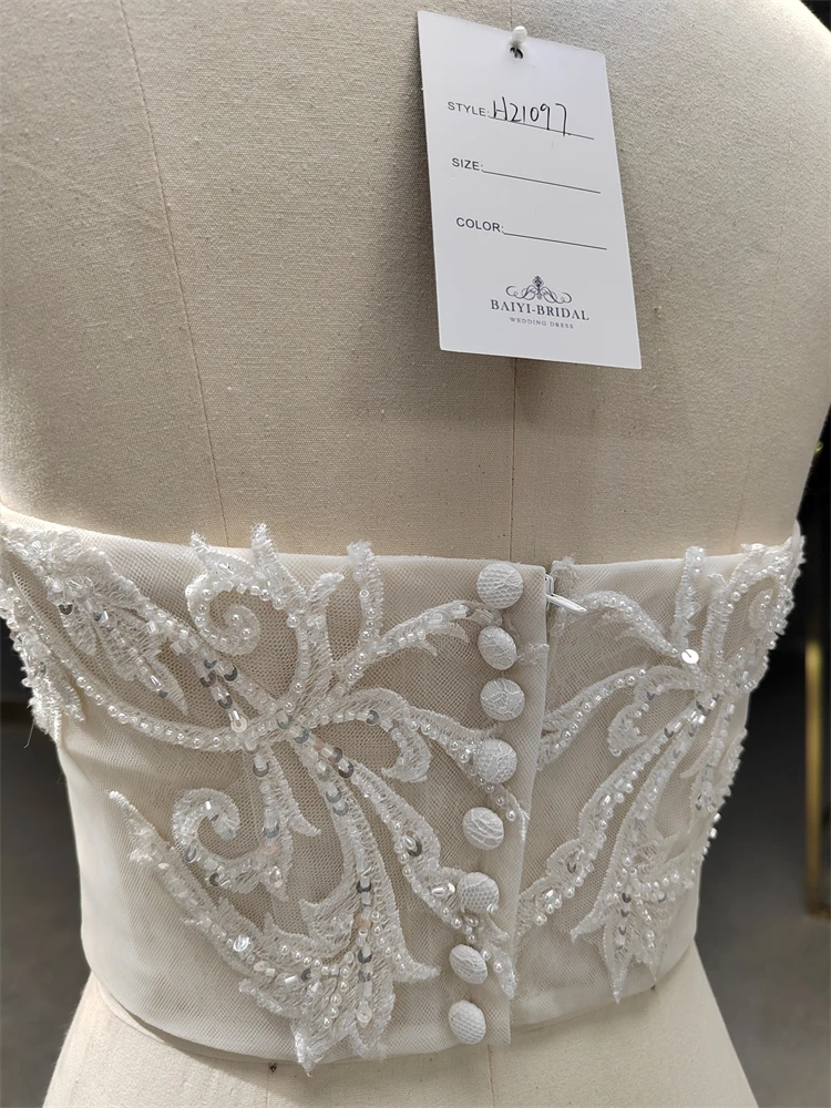 Baiyi Factory High Quality Wedding Dress Jacket Corset With Beading Lace For Girls