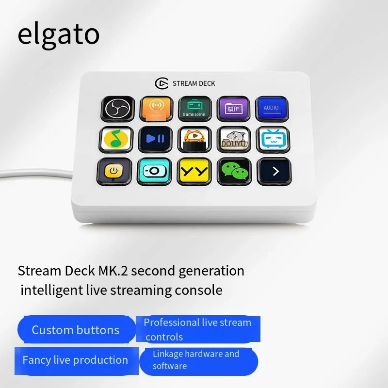 Elgato Stream Deck Mk.2 15keys Lcd Button Custom Button Desktop Helper Live Content Creation Controller For Windows/ios Gift