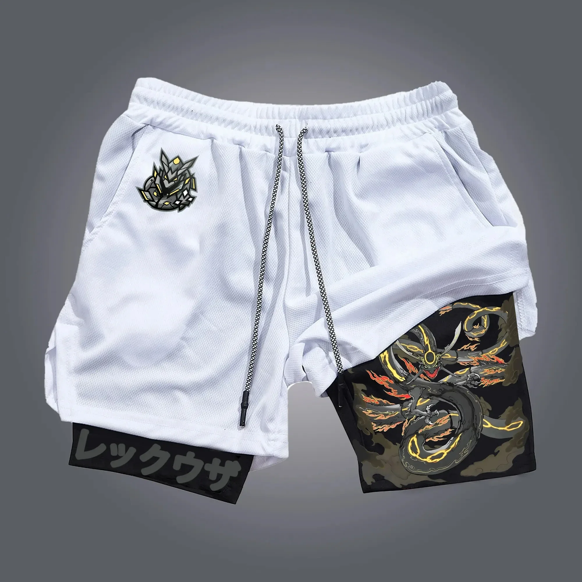 Pokémon Anime Bedruckte Doppellagige Sportshorts 2026 Herren Sommer Neu Fitness Schwimmen 2-in-1 Atmungsaktive Schnelltrocknende Shorts