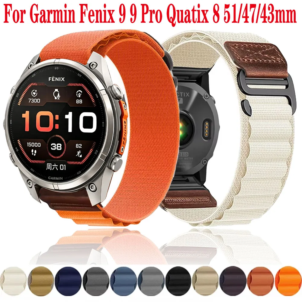 20/22/26mm Quick-release Alpine Nylon Strap for Garmin Fenix 9 9 Pro Quatix 8 51/47/43mm Comfortable Bracelet for Garmin 970 965