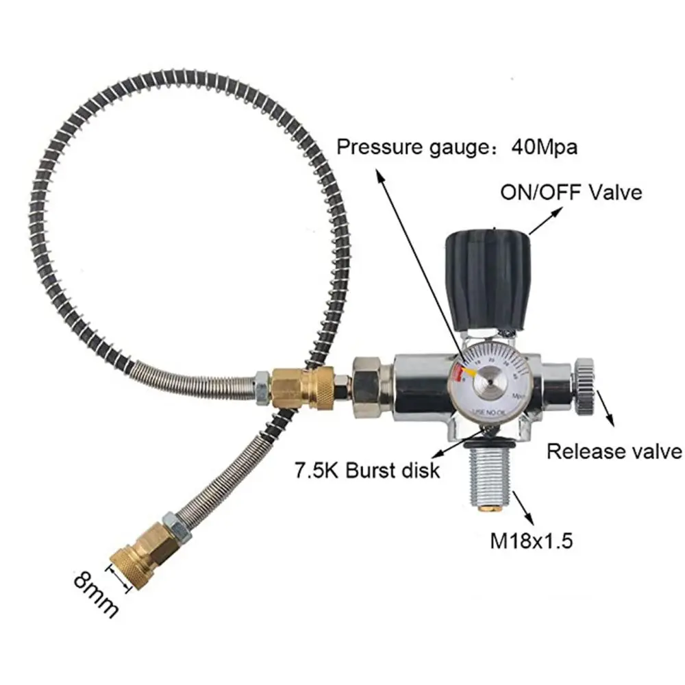 TUXING 4500psi 300Bar 6.8L Carbon Fiber Tank with Filling Station Regulating Valve HPA High Pressure Cylinder Scuba M18*1.5