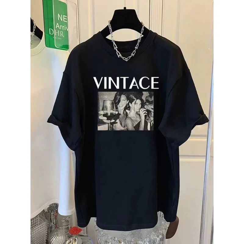 

New Summer American Men's Women's T-Shirt Spring and Autumn Couple Personality Trend Loose Casual Short Sleeve Top