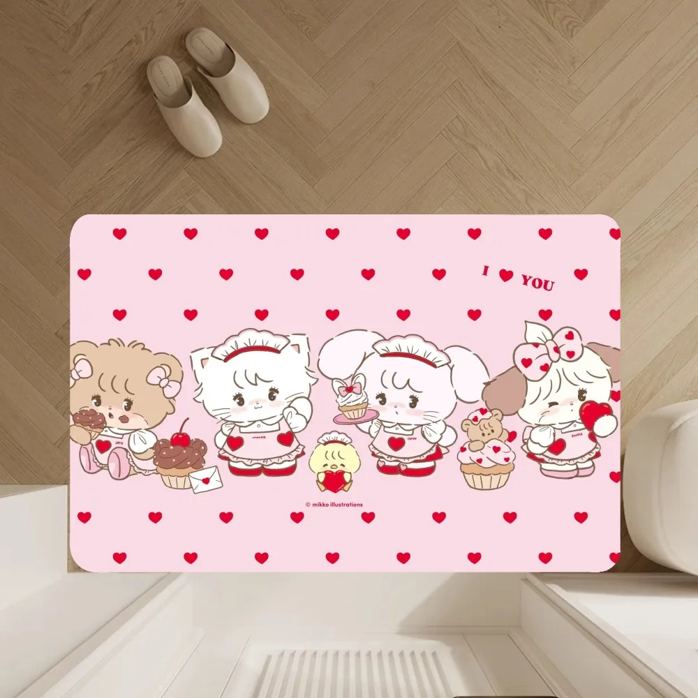 cartoon cute mikko  Floor Mat Anti-Slip Bathroom Kitchen Bedroom Living Room Entrance Rug Home Decor