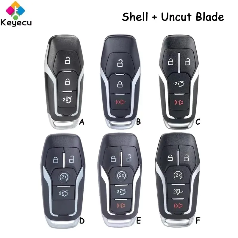 KEYECU Smart Remote Control Car Key Shell Cover With 3 4 5 Buttons Fob for Ford Edge Fusion Titanium Mustang Explorer F-150 F250