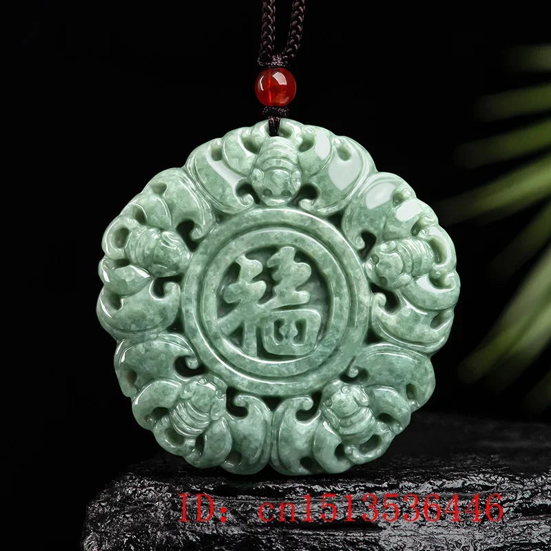 Burmese Jade Flower Dragon Pendant Natural Vintage Jewelry Pendants Necklaces Jadeite Carved Necklace Choker Talismans Emerald