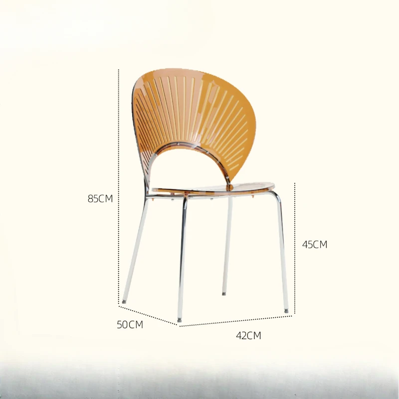 Nordic Modern Dining Chair - Transparent Backrest Creative Study Desk Chair, Colorful Plastic Design for Home/Office