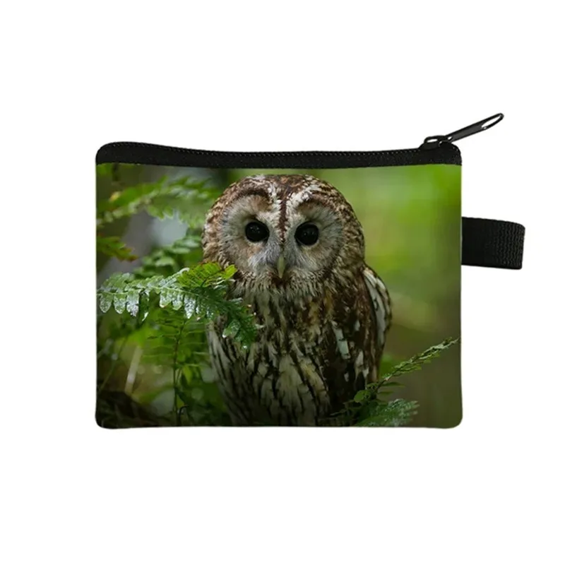 Bird Owl Parrot Print Coin Purses - alternate angle