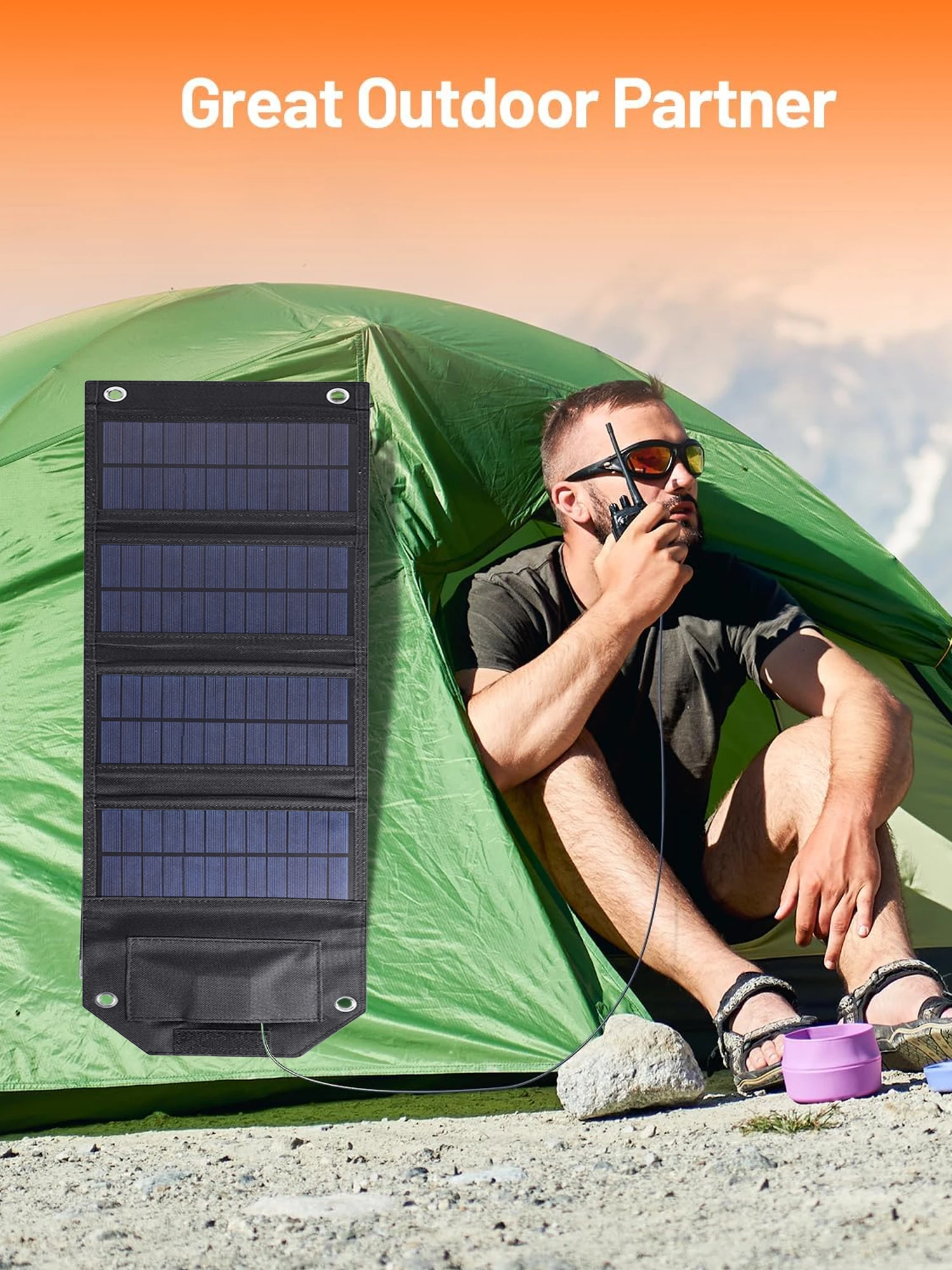 60W/80W/100W 5V Portable Solar Panel Battery Phone Charger Foldable Power Bank Mobile Phone Charger, Flashlight Outdoor Charger