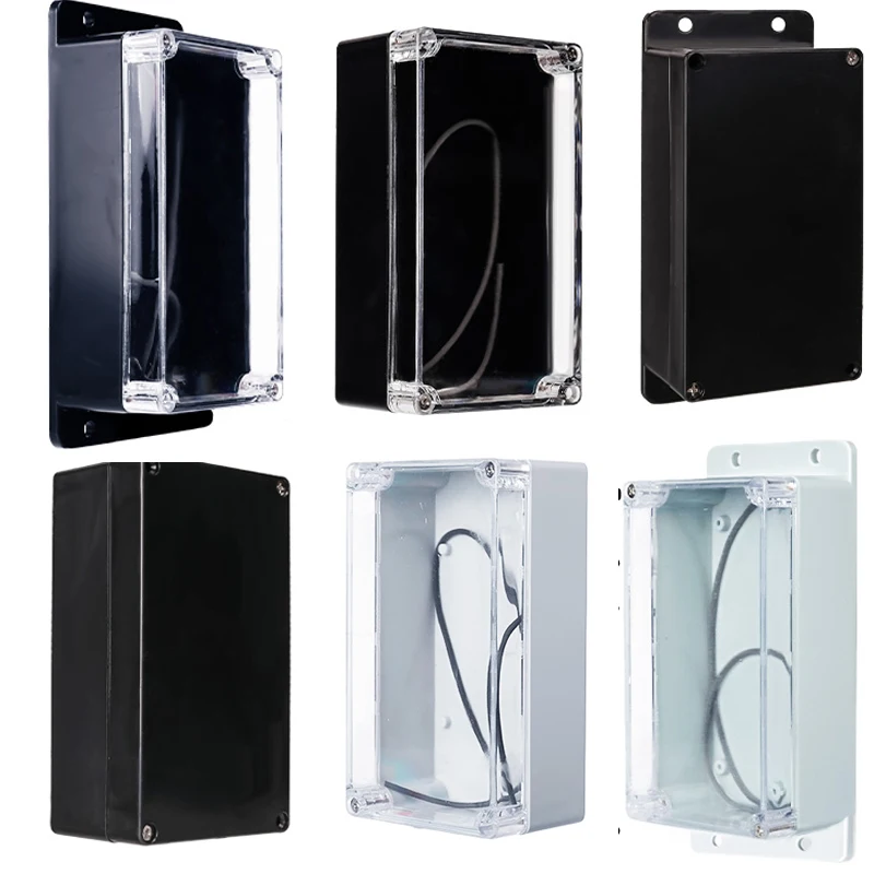 Waterproof Visible ABS Plastic Electrical Project Black Case Power Junction Box Transparent Clear Cover 158x90x60mm Fixed Ear