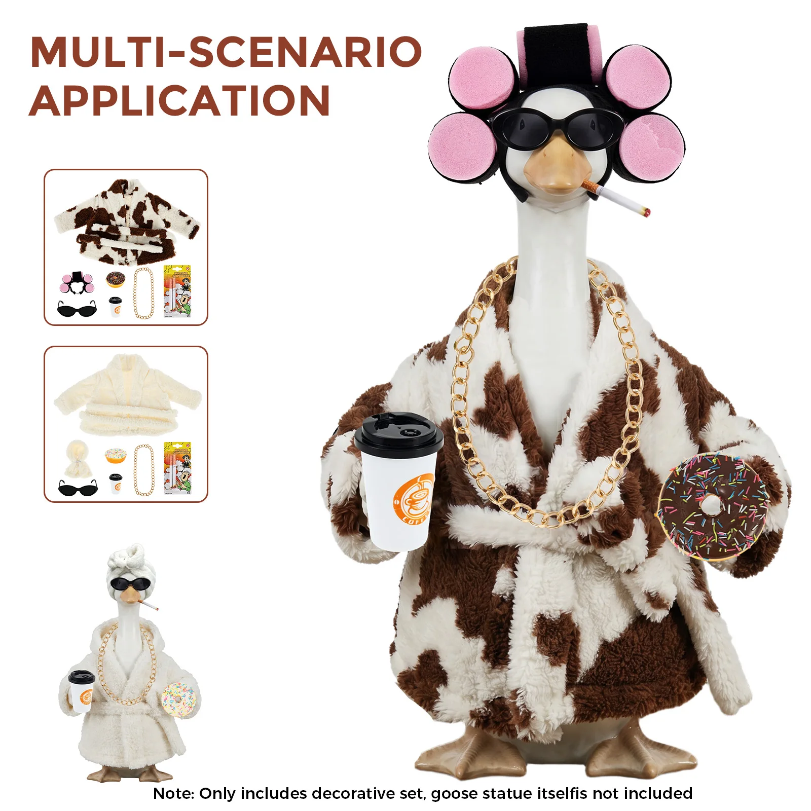 Lady Porch Goose Outfit Decorative Goose Bathrobe Costume Funny Garden Statue Dress Up Clothes Outdoor Yard Lawn Patio Decor