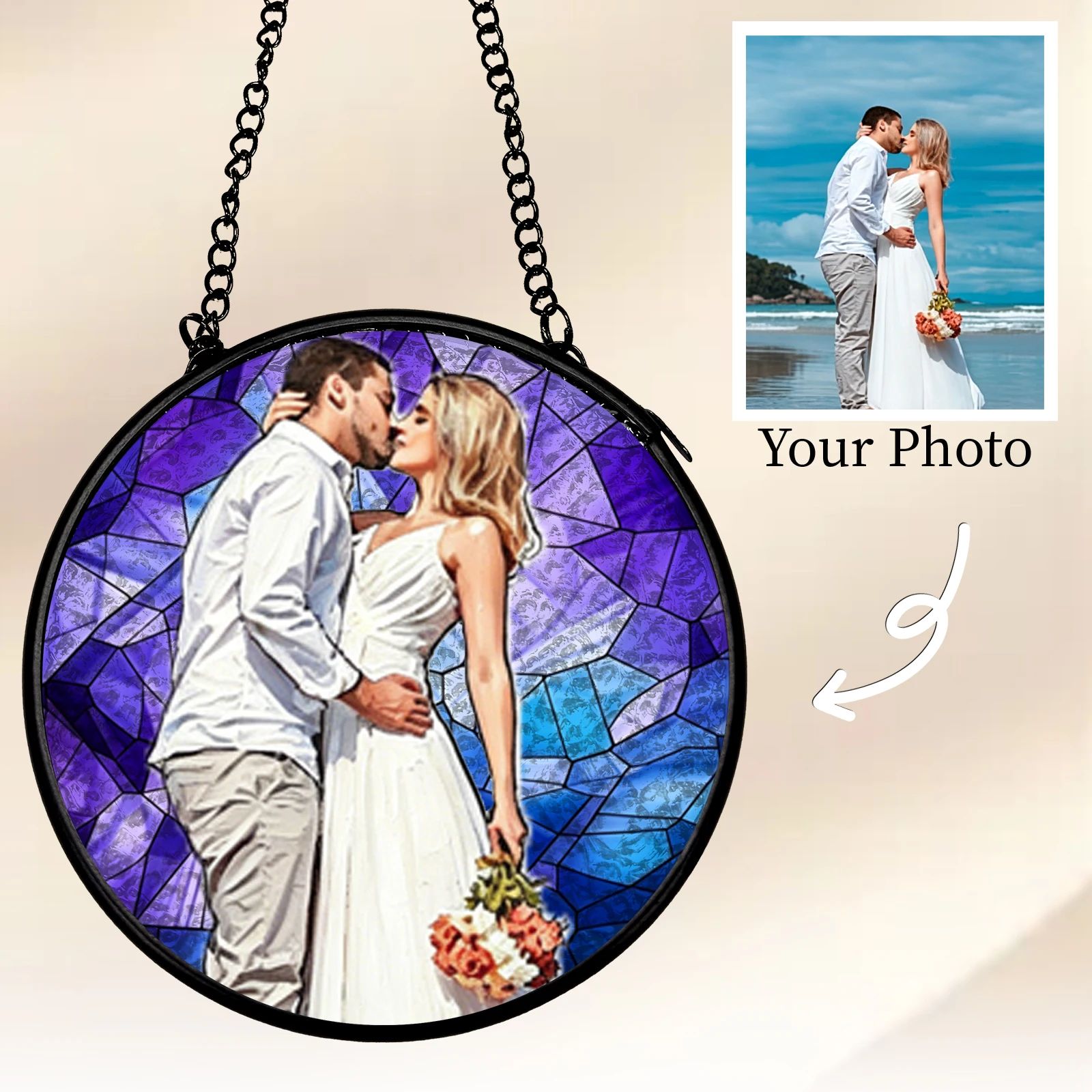 1 pieza de atrapasol de cristal personalizado con foto y cadena para colgar, ideal para graduación, ella, tu pareja, amigos, dormitorio.