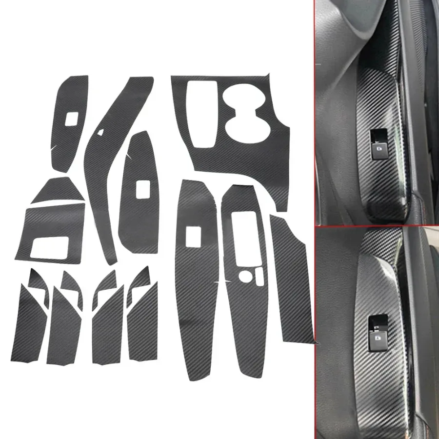 

18pcs Car Sticker Door Armrest Decal Carbon Fiber Pattern Decor Film Car Interior Trim Stickers for Toyota Camry 2018-2021 LHD