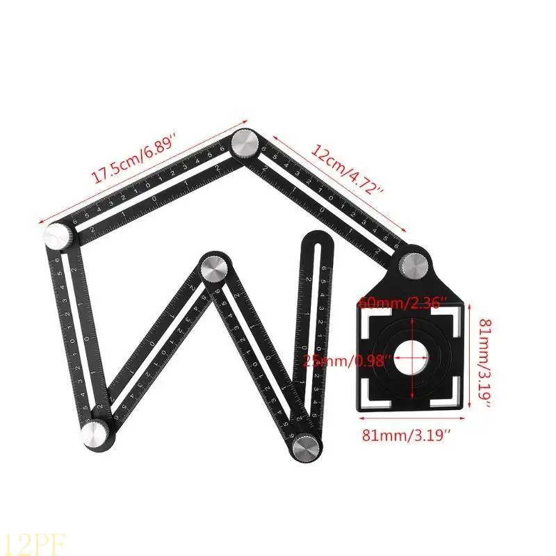 12PF Folding Ruler Tile Hole Positioning Multi Template Rulers