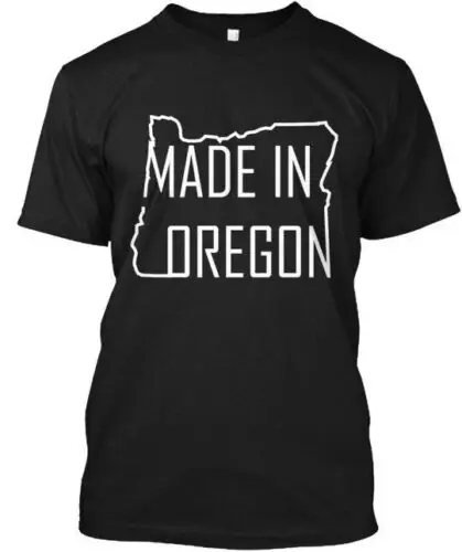 Made In Oregon White Outline - T-Shirt Made in the USA Size S to 5XL