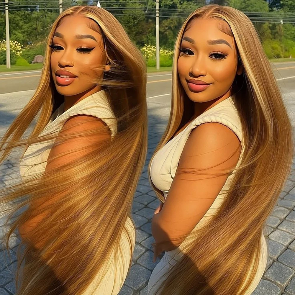 

P4/27 Highlight Straight Hair Wig 13x4 Lace Frontal Wig 100% Brazilian Human Hair 13x6 Lace Frontal Wig Pre Plucked For Women