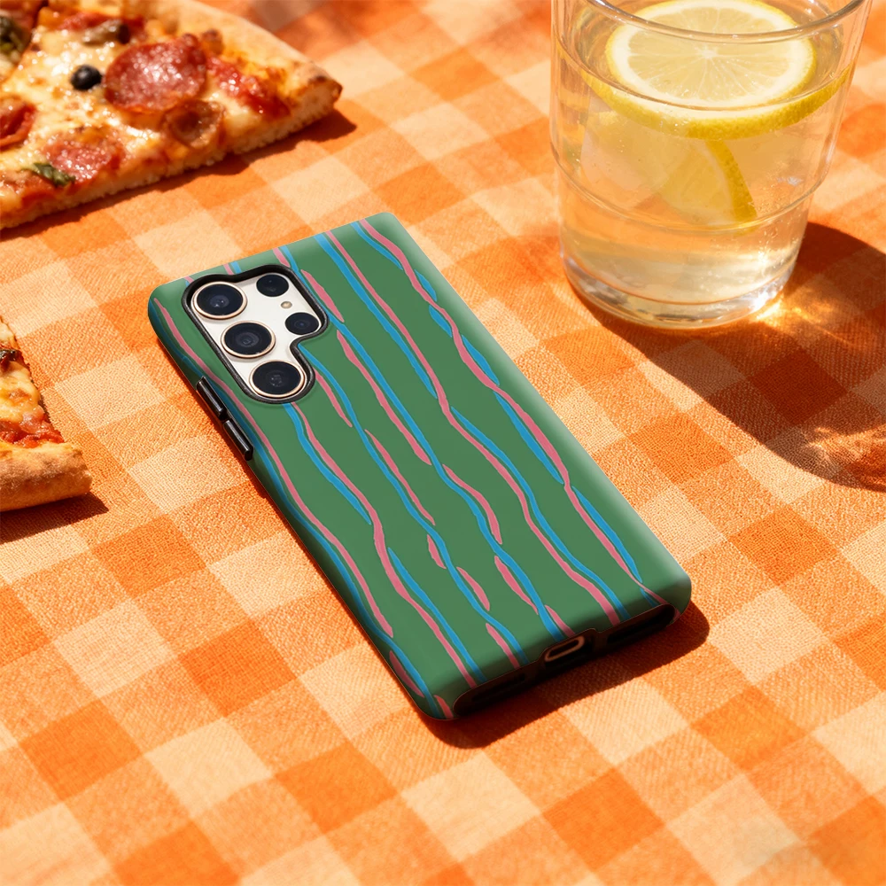 حافظة لهاتف سامسونج جالاكسي S25 Ultra S24 S23 Ultra Plus غطاء خلفي لامع بطبقة مزدوجة باللون الأخضر والوردي والأزرق #3