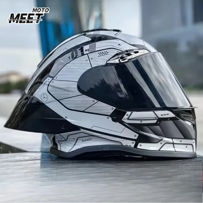 Big Tail Wing Motorcycle Helmet Double Lens Full Face Helmet Motocross Helmet DOT Approved Moto Cascos Motociclistas
