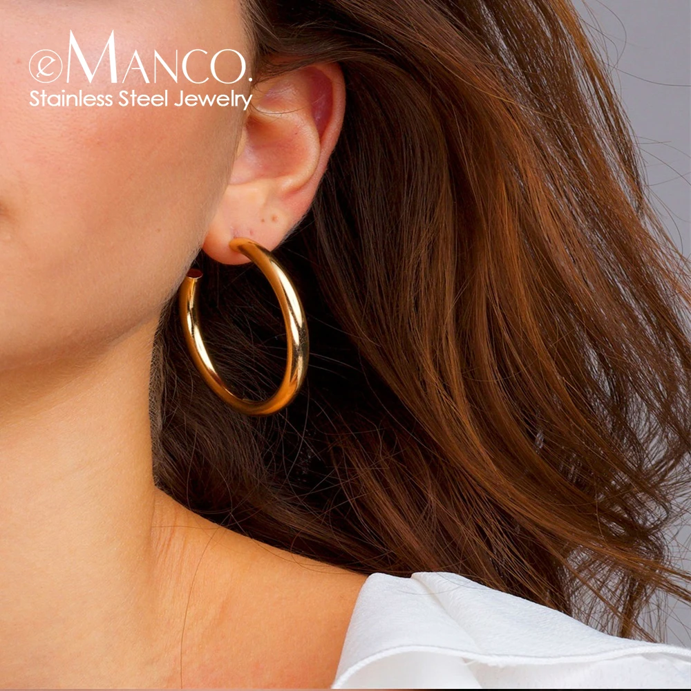 eManco Simple punk jewelry Stainless steel C-shaped Earrings Personalized Gold-plated Jewelry  Wholesale direct sales