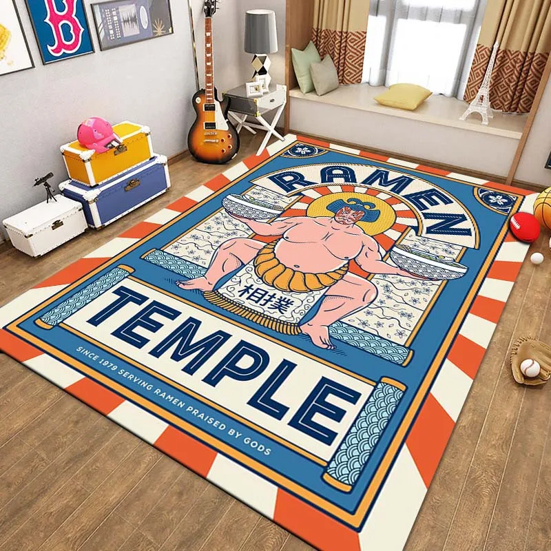 

Japanese Ramen Temple Style Funny Rugs for Kids Bedroom Boys&girls Room Home Decoration Floor Mats Living Room Carpets Non-slip