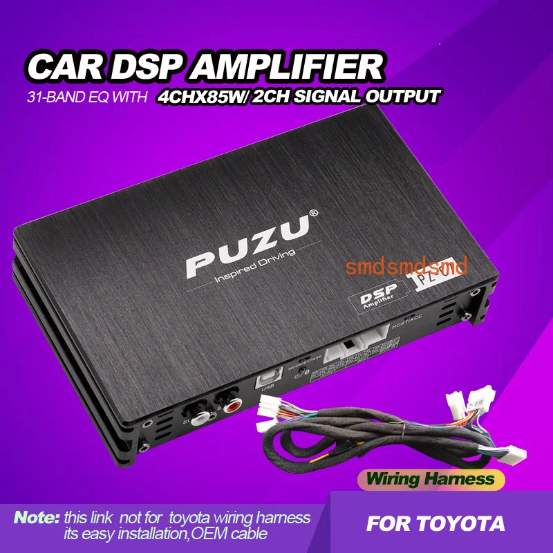 Car DSP amplifier with factory cable fit for toyota cars built in 4CH to 6ch for subwoofer RCA output audio processor