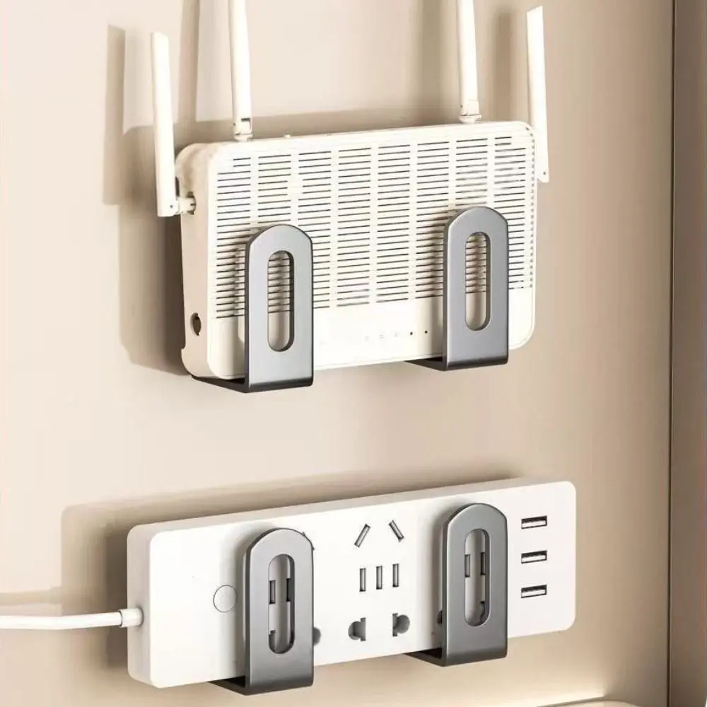 Wall Mount Router Power Strip Holder Carbon Steel Multifunctional Wifi Placement Rack Space Saving No Drill Wall Support Bracket