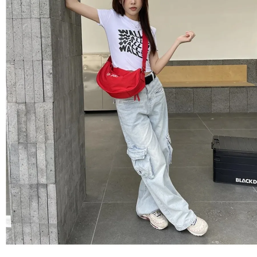 

Summer cloth bag series of casual fashion simple crossbody large capacity crescent bag versatile commuting shoulder women's bags