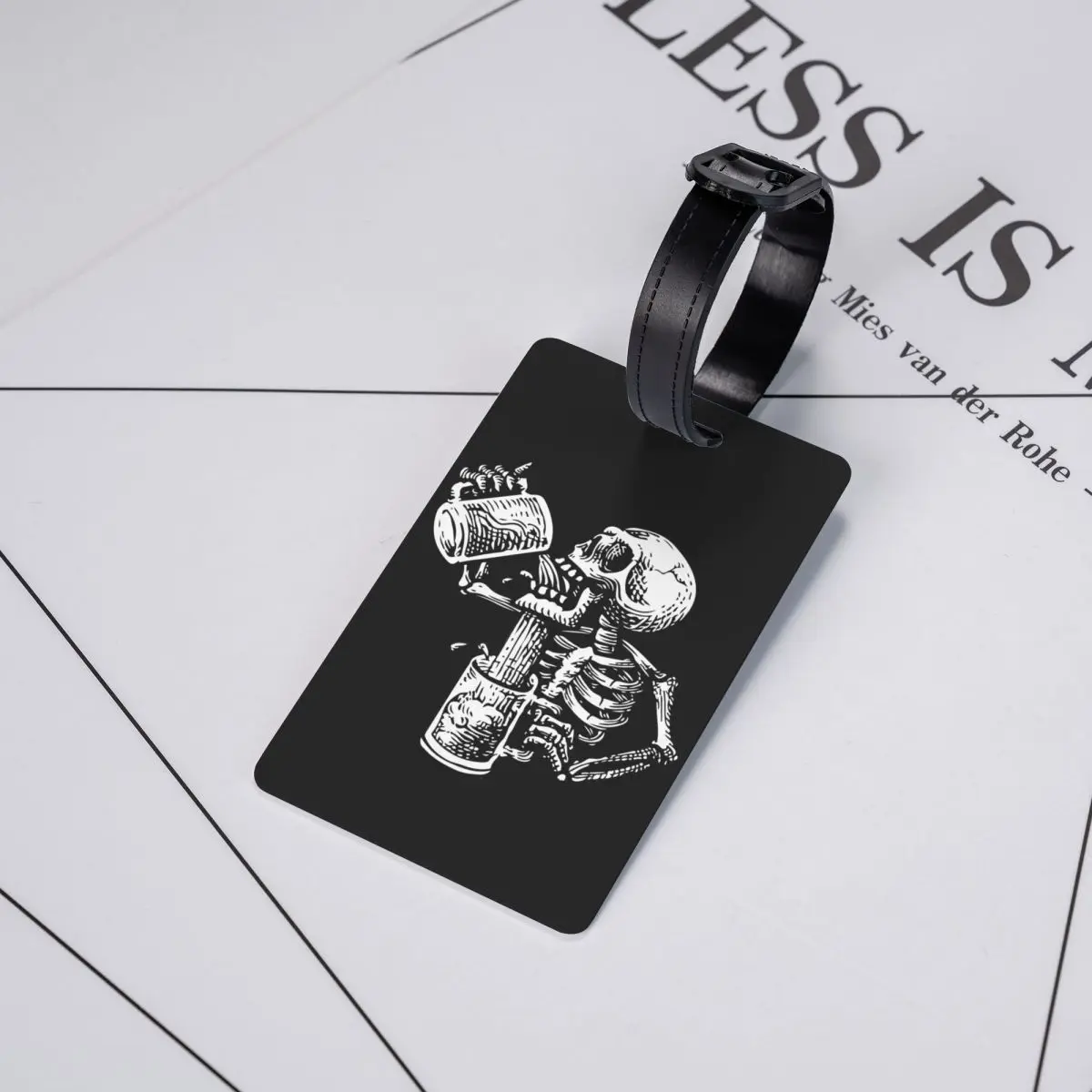 Custom Drunk Skull Luggage Tag Privacy Protection Baggage Tags Travel Bag Labels Suitcase