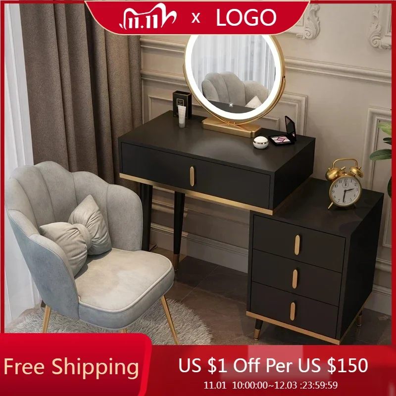 

Chair Vanity Table Container Led Lighting Make Up Dressing Table Toilet Cabinets Living Room Tocador Maquillaje Home Furniture