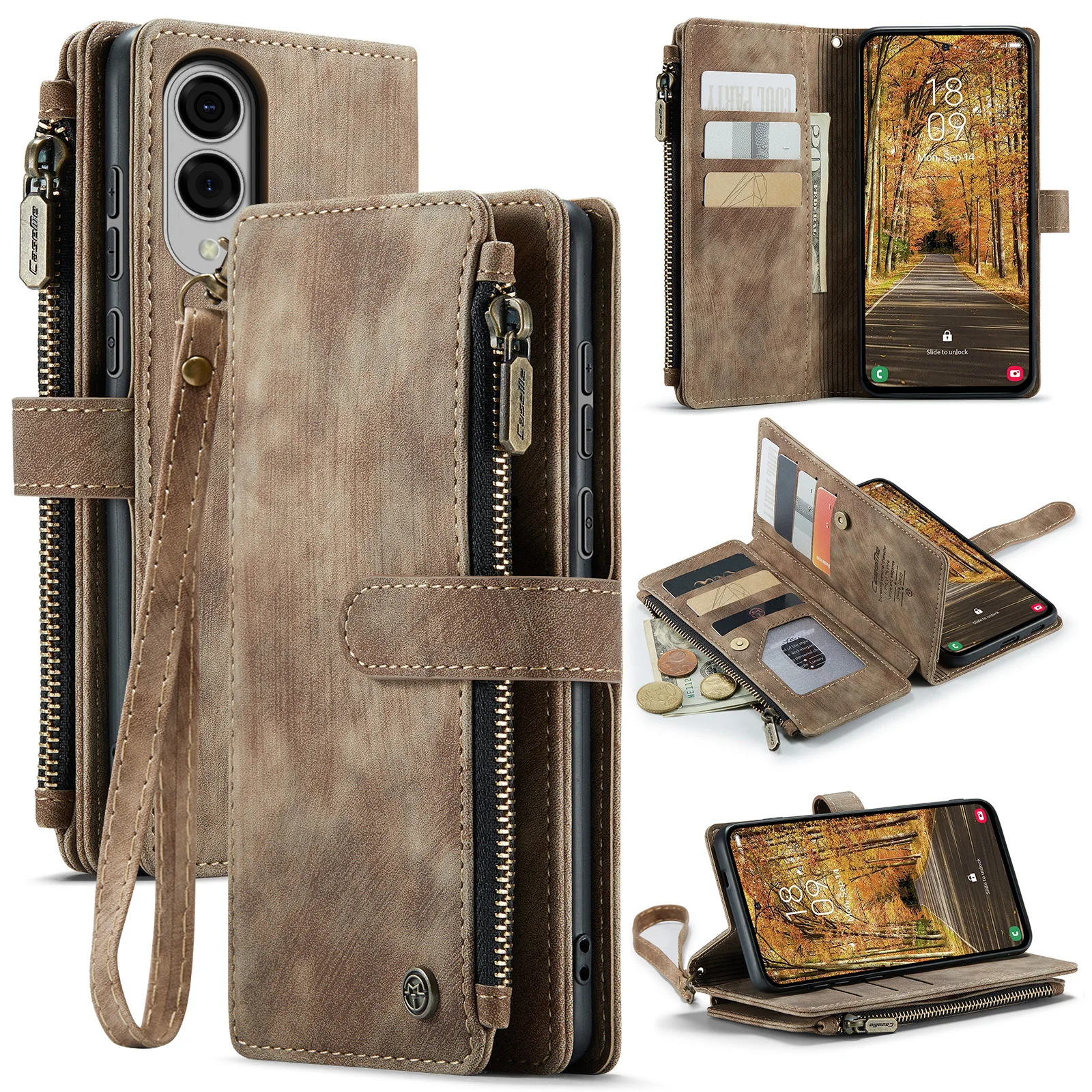 

CaseMe Zipper Wallet Leather Case For Samsung Galaxy S25 Edge Detachable Filp Magnetic Cover For Samsung S25 Edge S25Edge Coque