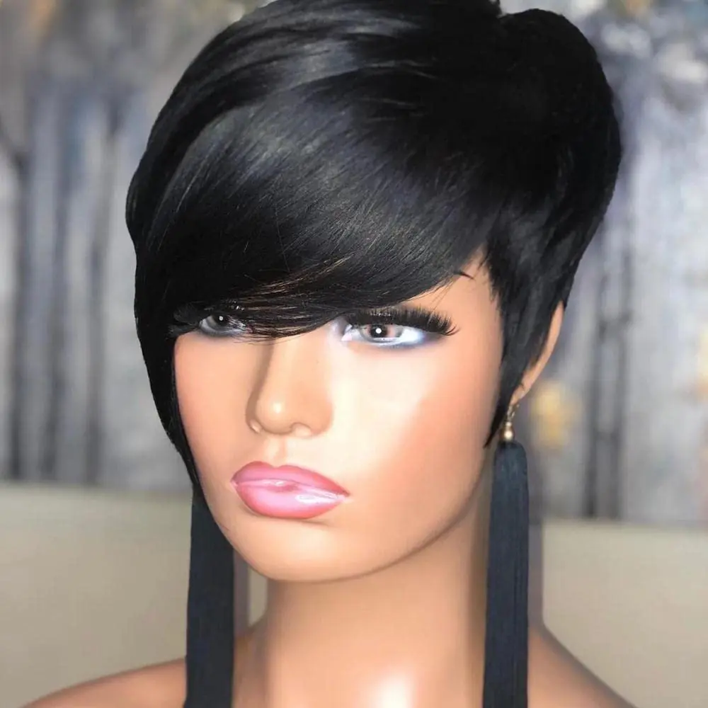 Pixie cut Wig for black women -  Synthetic Short Layered  with Natural Black Color fashion wig