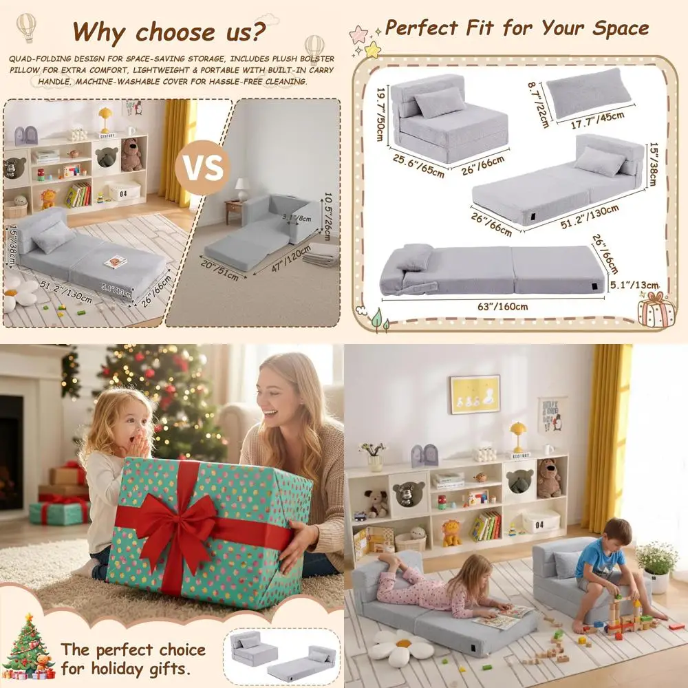 

Toddler Washable Floor Mattress with Pillow, Storage Bag, Suitable for Kids and Daycare