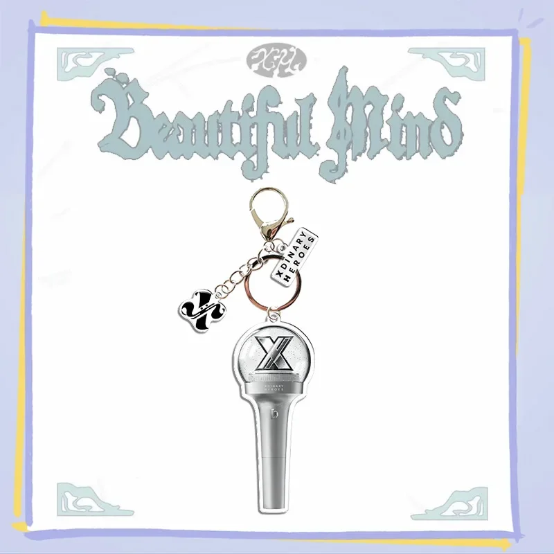 Xdinary heróis acrílico chaveiro mini lightstick pingente chaveiro arma-il jungsu gaon jun han jooyeon fãs presentes