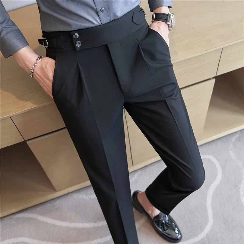 High-quality 2024 Men\'s Naples Trousers, Men\'s High-waisted Casual Pants Slim-fit Suit Trousers 28-38 Classic Formal Dress Pants