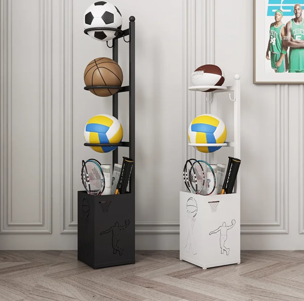 Basketball football storage frame against the wall home children's sports equipment storage rack table tennis bat ball rack