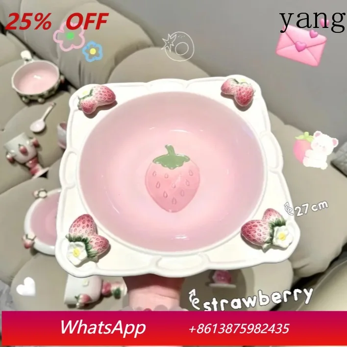 CX strawberry hand-painted underglaze color relief three-dimensional ceramic plate