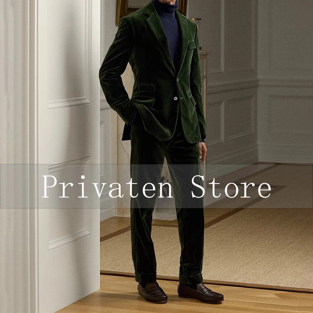 Luxury Clothes Men Outfit Set Men's Velvet Two-piece Suit New Men's Sets Mens Suits Complete Suit Man Suite Adult Man Costume