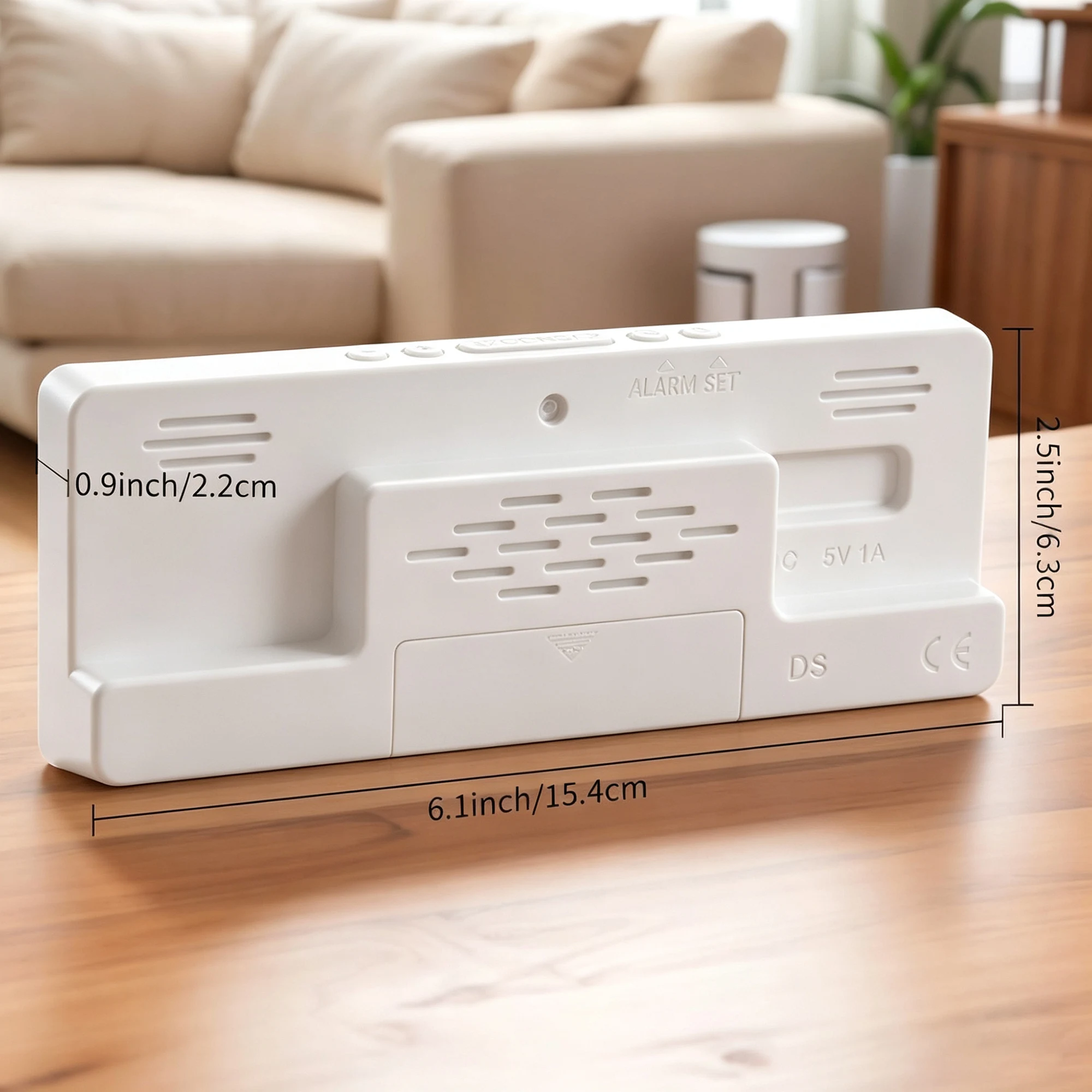 White Mirror Surface Voice Activated RGB Alarm Clock, 3 Sets Alarms & Snooze Function, Time Date Temperature Cycle Display, Auto Sleep Power Saving Design, USB Modern Decor Desk Night Light Clock
