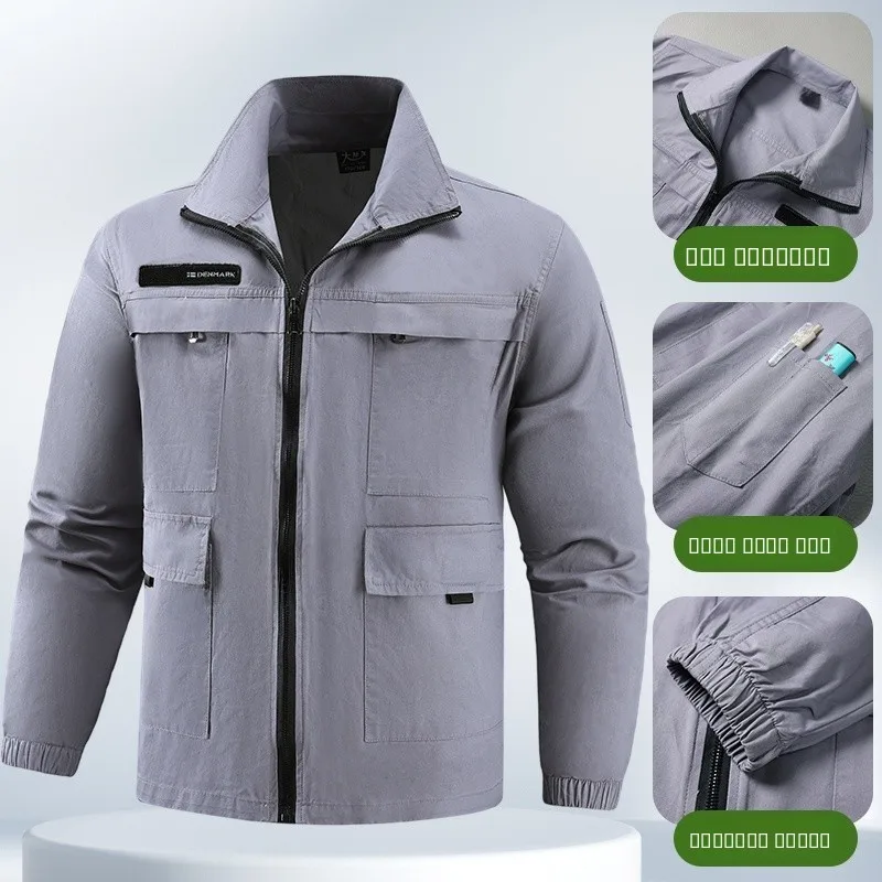 Set da Lavoro Estivo in Puro Cotone per Uomo, Sottile e Traspirante, Maniche Lunghe, Resistente alla Saldatura e Antipolvere, Abbigliamento Protettivo da Lavoro