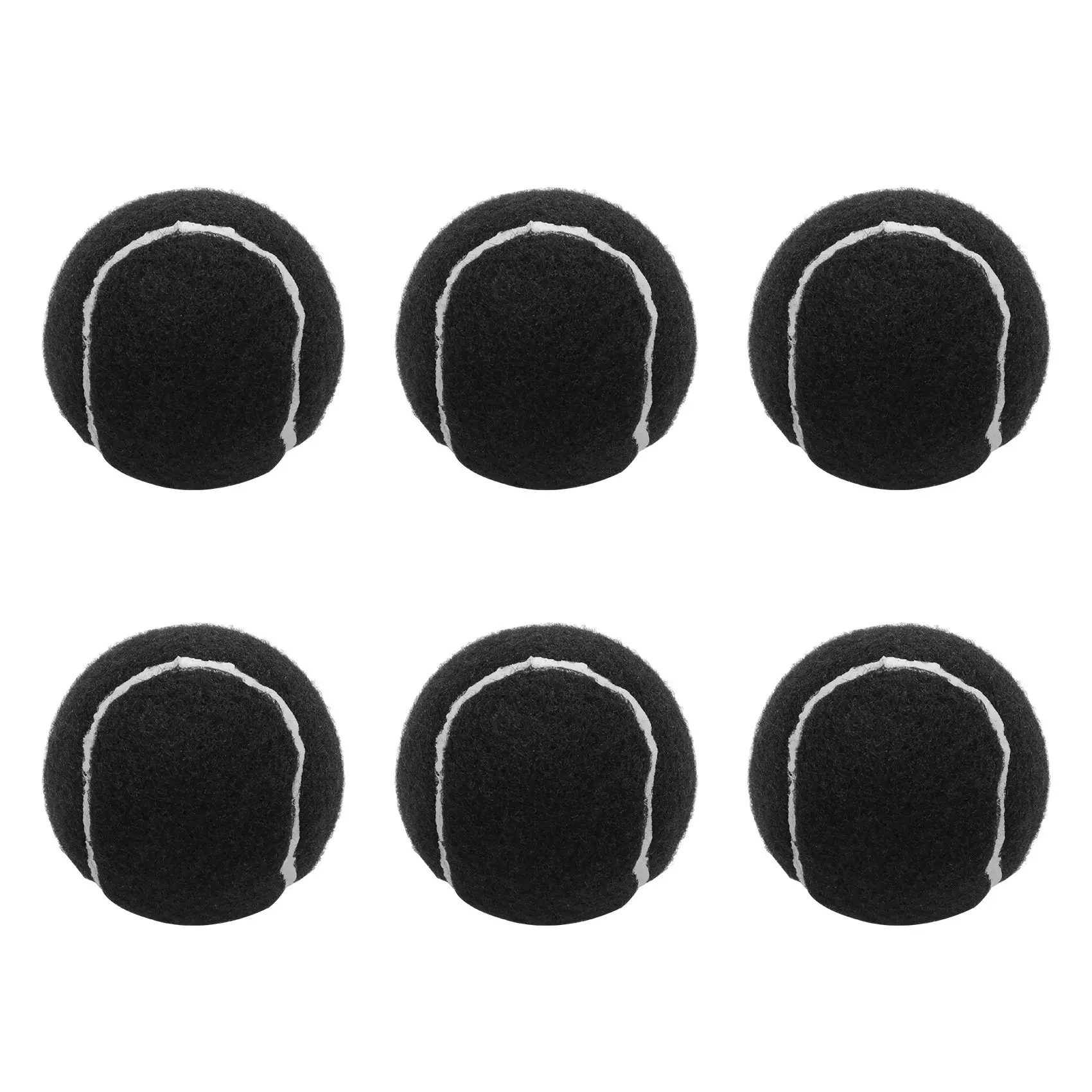 6Pcs Pack Tennis Balls Wear-Resistant Elastic Training Balls 66mm Ladies Beginners Practice Tennis Ball,Black