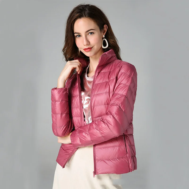 Chaqueta de plumón de pato blanco para Mujer, abrigo informal, ligero, grueso, cálido y ajustado, de pequeño volumen, a la moda, novedad de 2021