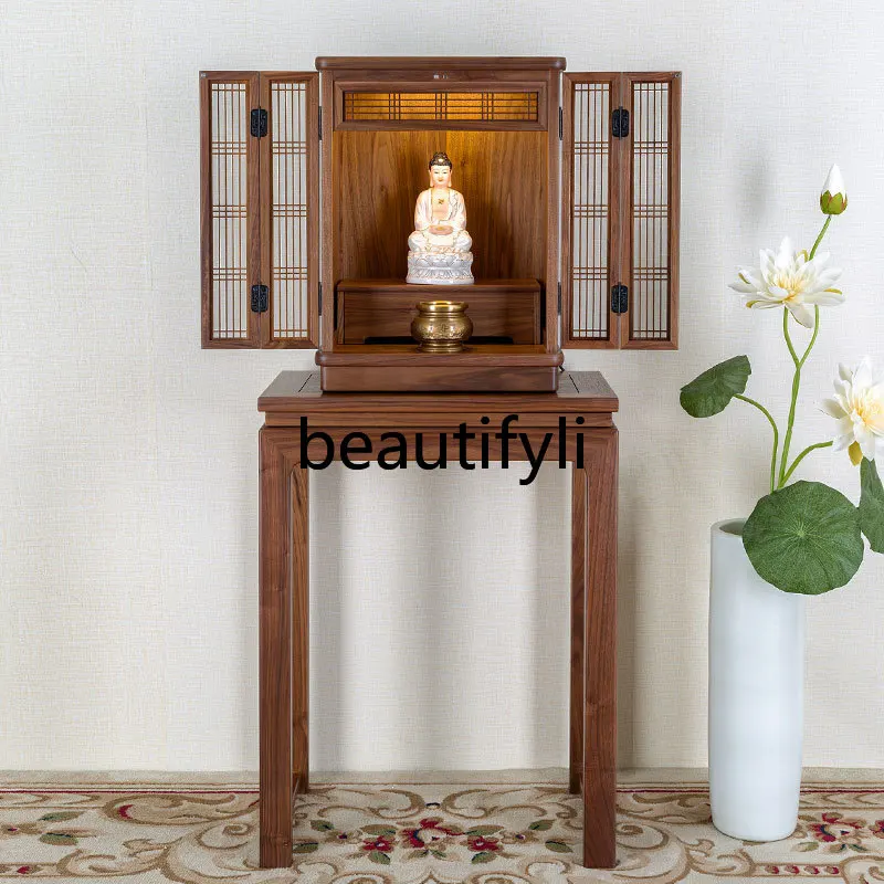 North American black walnut shrine with door wall-mounted shrine offering table modern light luxury incense table