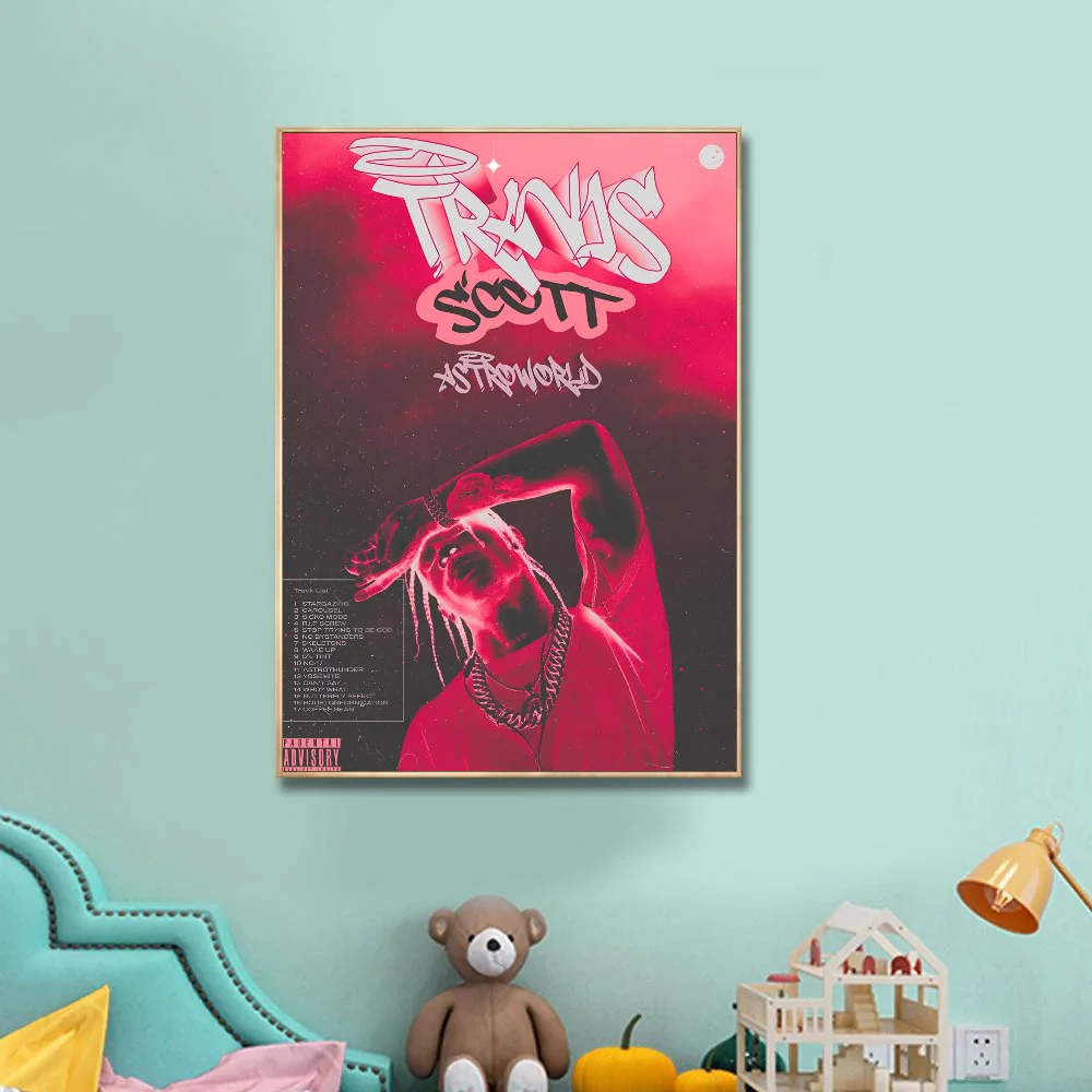 1PC Travis Scott Astroworld Poster Poster Stickers Art Wall Murals Decor Game Room Decor Gifts Kawaii HD Painting Cat Cars