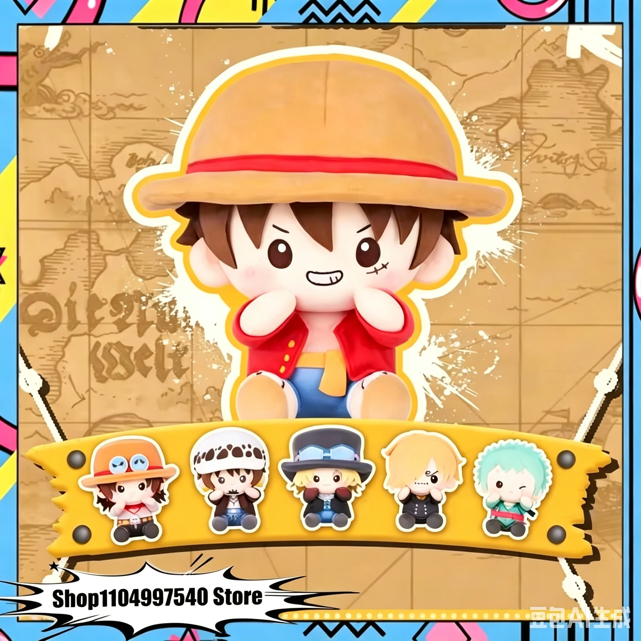 Peluche de One Piece Kayou de 20 cm, Muñeco de Peluche Sentado con Mano en la Mejilla, Producto Oficial de Anime, Regalo para Fanáticos del Anime