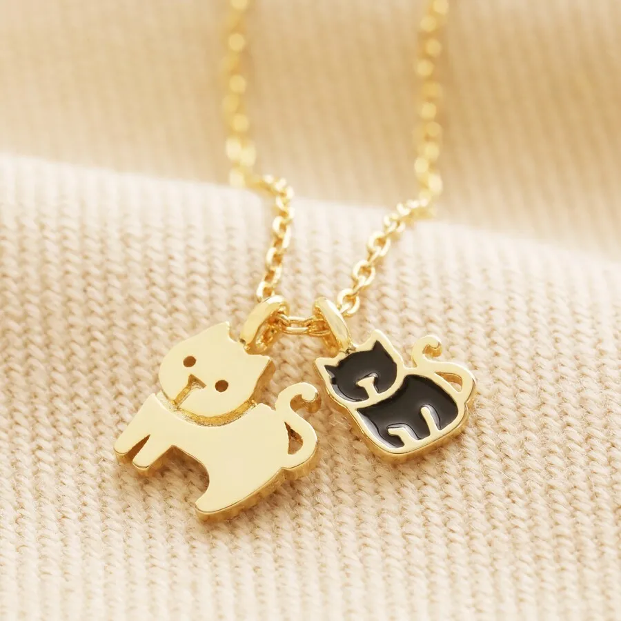 Titanium Steel Block Splicing Cartoon Cat Three-dimensional Pendant Necklace Sweet Jewelry Party Jewelry Good Friend Jewelry